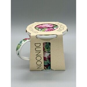 Dunoon Chartwell Pink Rose Mug Coaster Lid Set Michèle Aubourg Fine Stoneware